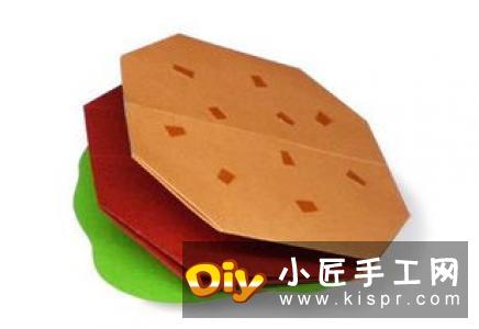 幼儿手工折纸汉堡教程 最简单汉堡包的折法