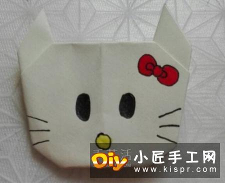 简单Hello Kitty折纸 儿童折凯蒂猫的教程