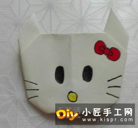 简单Hello Kitty折纸 儿童折凯蒂猫的教程