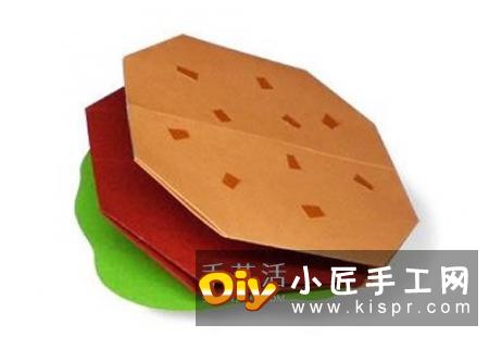 幼儿手工折纸汉堡教程 最简单汉堡包的折法