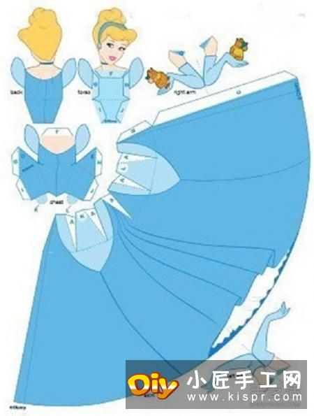 迪士尼公主折纸图样 折纸迪士尼公主展开图