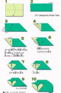 手工小猫的折纸步骤图 可爱小猫的折法图解