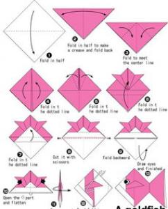 手工立体金鱼折纸图解 简单金鱼的折法步骤图