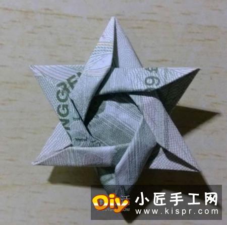 一元纸币折纸六角星 复杂纸币六角星星折法