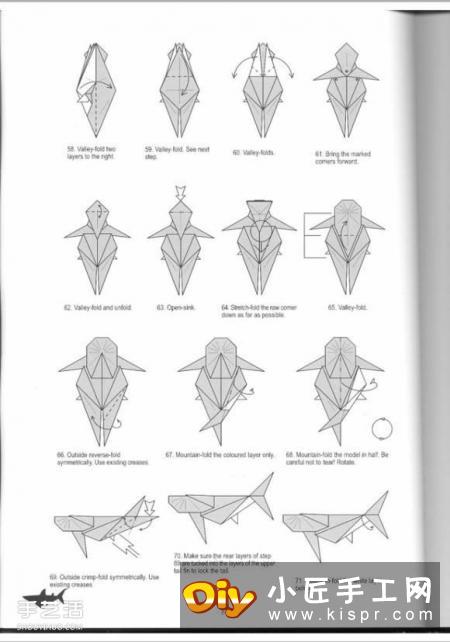 超复杂折纸鲨鱼图解 立体鲨鱼的折法详细步骤