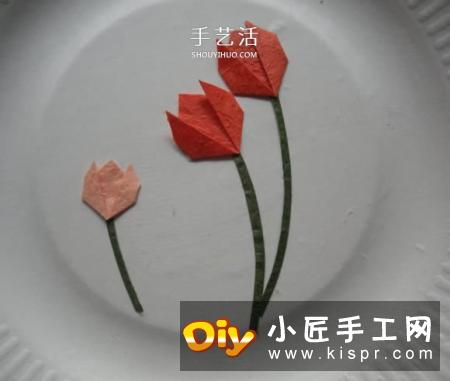 最简单折纸郁金香贴画的制作方法图解