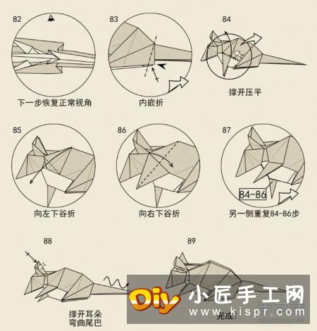 立体老鼠的折纸方法 十二生肖老鼠的折法图解