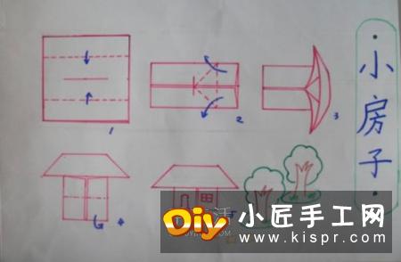 幼儿园学折小房子教程 最简单小房子折法图解