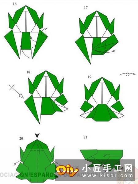 立体树蛙的折法步骤 逼真树蛙的折纸方法图解