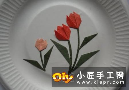 最简单折纸郁金香贴画的制作方法图解