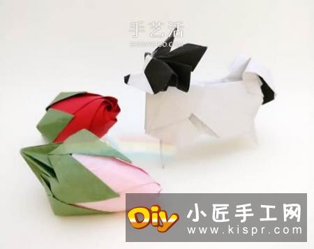 玫瑰花苞的简单折纸教程 花萼的折法也送上！