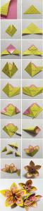 3种立体樱花的折纸方法 先折花瓣再组成纸花