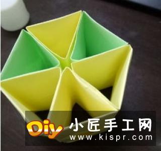 两张纸折收纳盒的方法 折纸方形双色收纳纸盒