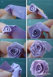 一张纸！手工折纸连体玫瑰花的折法图解教程