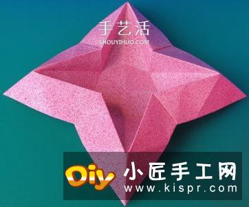 手工折四角收纳盒的折法 漂亮垃圾盒折叠图解