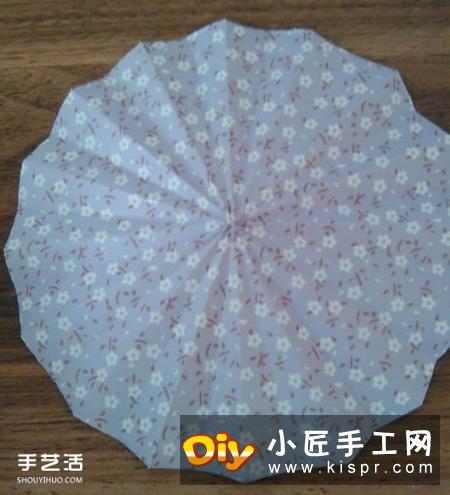 分享一个漂亮的迷你油纸伞折纸,完全是一丝不苟的把伞的结构还原啦