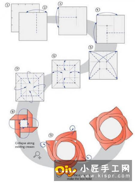 玫瑰花纸盒的折法图解 折纸玫瑰盒子的方法