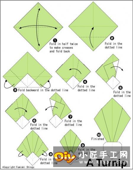 幼儿园手工折纸蔬菜的图解教程 简单又可爱！