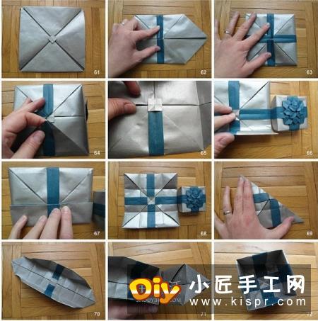 带盖子礼盒折纸 漂亮绣球花礼品盒的折法图解