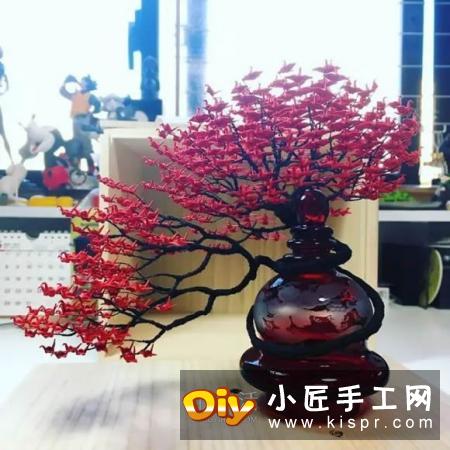 牛人折纸这么玩！上个千纸鹤制作精美盆景树