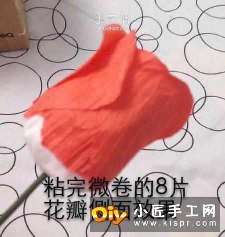 纸藤玫瑰花手工制作 用皱纹纸也同样可以做