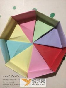 八角形纸盒的折法图解 手工折纸彩虹盒子步骤